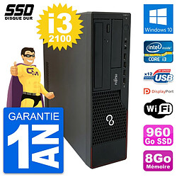 PC Fujitsu Esprimo E910 DT Intel Core i3-2100 RAM 8Go SSD 960Go Windows 10 Wifi - Occasion