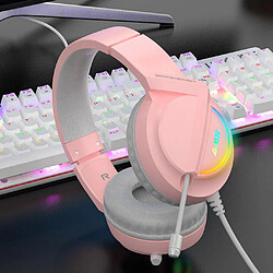 Casque De Jeu AX365 RGB Surround Câblé Avec Micro LED Rétroéclairé PC Portable Rose pas cher