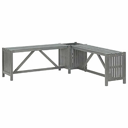 Maison Chic Banc d'angle de jardin | Banc d'extérieur et jardinière 117 cm bois d'acacia gris -GKD77378