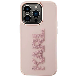 Karl Lagerfeld Coque pour iPhone 15 Pro Max Dos Effet Cuir Bords Rehaussés Rose Poudré