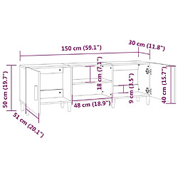 vidaXL Meuble TV Sonoma gris 150x30x50 cm Bois d'ingénierie pas cher