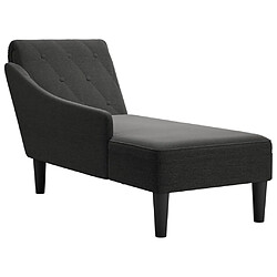 vidaXL Fauteuil long avec coussin et accoudoir droit noir tissu