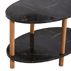 Avis Helloshop26 Table basse ovale - Marbre noir/naturel