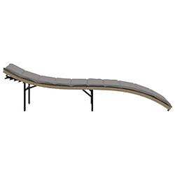 Maison Chic Chaise longue avec coussin | Bain de soleil Relax | Transat beige 55x199x50 cm résine tressée -GKD31194 pas cher