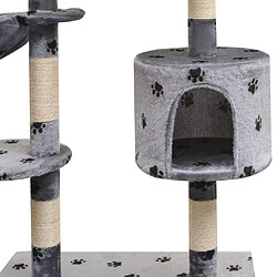 Avis Helloshop26 Arbre à chat griffoir grattoir niche jouet animaux peluché et sisal 125 cm empreintes de pattes gris 3702113