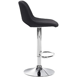 Acheter Decoshop26 Tabouret de bar chaise haute x1 avec repose-pieds en tissu noir piètement métallique chromé 10_0004613