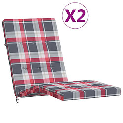 vidaXL Coussins de chaise longue lot de 2 motif à carreaux rouges