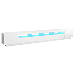 vidaXL Meuble TV avec lumières LED Blanc brillant 300x35x40 cm