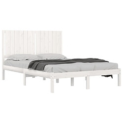 Avis Maison Chic Lit adulte - Lit simple Cadre de lit,Structure du lit Contemporain Blanc Bois de pin massif 140x190 cm -MN86294