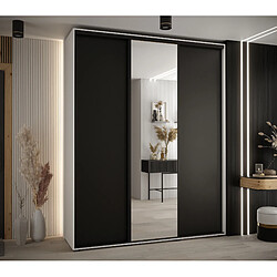 Abiks Meble Armoire à portes coulissantes Davos 3 235.2 x 200 x 45 3 portes coulissante (Blanc/Noir/Noir)