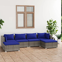 vidaXL Salon de jardin 6 pcs avec coussins résine tressée gris