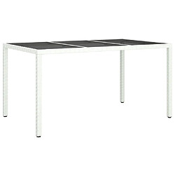 vidaXL Table de jardin 150x90x75 cm Verre trempé/résine tressée Blanc