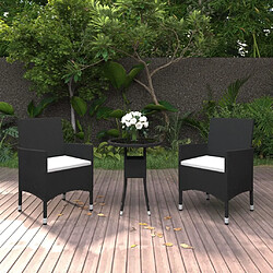 Maison Chic Mobilier à dîner 3 pcs de jardin - Ensemble table et chaises d'extérieur - Salon/Mobilier de jardin classique Résine tressée Noir -MN14819