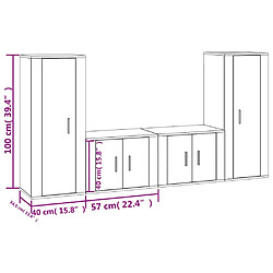 vidaXL Ensemble de meubles TV 4 pcs Noir Bois d'ingénierie pas cher