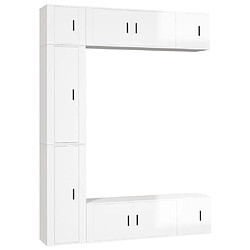 Maison Chic Ensemble de meubles TV 7 pcs pour salon - Blanc brillant Bois d'ingénierie -MN31837