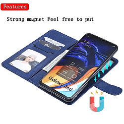 Wewoo Housse Coque Pour Galaxy A60 Étui de protection à rabat horizontal de couleur unie avec support et fentes cartes et portefeuille et cadre photo et lanière bleu pas cher