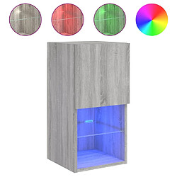 Maison Chic Meuble TV avec lumières LED, Banc TV pour salon, Meuble de rangement sonoma gris 30,5x30x60 cm -GKD34277