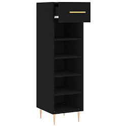 Maison Chic Armoire à Chaussures Noir,Meuble de Rangement à Chaussures 30x35x105 cm bois d'ingénierie -MN34334 pas cher