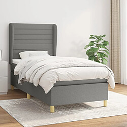 Maison Chic Lit Adulte - Lit simple Lit à sommier tapissier et matelas moelleux - Meuble de Chambre - Gris foncé 90x190 cm Tissu -MN11580