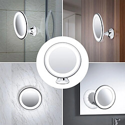 Avis Universal Agrandissement 10x Sticker Miroir de toilette Portable avec Lumière LED Ventouse 360 ° Loupe de maquillage pivotante Baignoire de bureau à domicile |