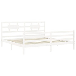 Maison Chic Lit adulte - Cadre Structure de lit avec tête de lit Contemporain blanc 200x200 cm bois massif -MN63261 pas cher