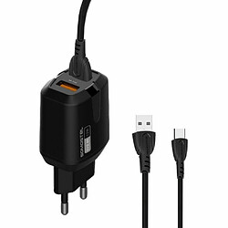 PHONE WALL CHARGER 2.4A + CABLE TYP-C BLACK USB-C SOMOSTEL 2400mAh 2XUSB DUAL SMS-A139