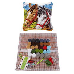 Avis Kits de crochet de verrouillage pour housse de coussin bricolage housse de coussin canapé 43x43cm deux chevaux