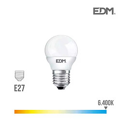 Edm Ampoule LED E27 7W Ronde équivalent à 48W - Blanc du Jour 6400K