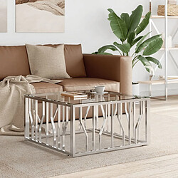 Maison Chic Table basse,Table Console Table d'appoint, Table pour salon 80x80x40 cm acier inoxydable et verre -MN79895