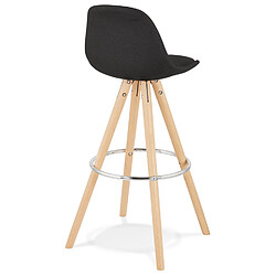 Acheter Alterego Tabouret de bar design 'DANI' en tissu noir et pieds en bois naturel