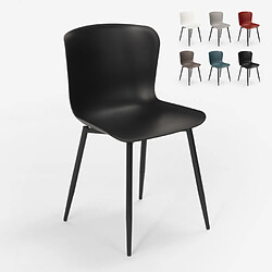 Ahd Amazing Home Design Chaise design moderne en polypropylène et métal pour cuisine bar restaurant Chloe, Couleur: Noir