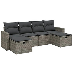 Maison Chic Ensemble Tables et chaises d'extérieur 6pcs avec coussins,Salon de jardin gris résine tressée -GKD957947