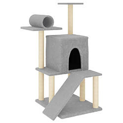 Helloshop26 Arbre à chat meuble tour grimper jouet grattage grattoir escalade plateforme avec griffoirs en sisal clair 110,5 cm gris 02_0022551