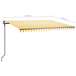 vidaXL Auvent rétractable automatique et poteaux 4,5x3m Jaune et blanc pas cher