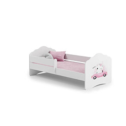 HT MEUBLES Lit enfant fille FIONA avec balustrade et matelas