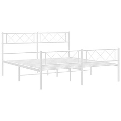 Maison Chic Lit adulte - Lit simple Cadre de lit métal avec tête de lit/pied de lit,Structure du lit Contemporain pour chambre blanc 140x190cm -MN73386 pas cher