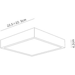 Inspired LED 22,5 cm carré, Downlight monté en surface, 24W, 3000K, 2040lm, blanc mat, acrylique givré