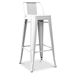 ICONIK INTERIOR Tabouret de bar avec dossier - Design industriel - 76cm - Nouvelle édition - Stylix Blanc