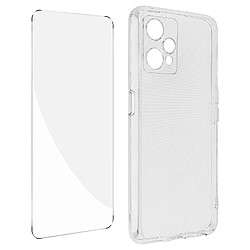 Avizar Coque Realme 9 Pro Plus et 9 4G Silicone Souple Film Verre Trempé 9H transparent