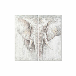 Jeu de 2 tableaux DKD Home Decor Eléphant Colonial (120 x 3,7 x 120 cm)