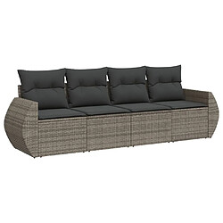 Maison Chic Salon de jardin 4 pcs avec coussins | Ensemble de Table et chaises | Mobilier d'Extérieur gris résine tressée -GKD79137