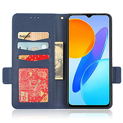 Etui en PU texture litchi, fermoir magnétique double, anti-chocs avec support pour votre Honor X8 5G - bleu foncé