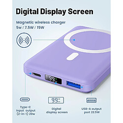 Avis SANAG Batterie Externe Magsafe, 10000Mah Power Bank Magnétique Charge Rapide 22.5W Avec Usb-C Écran Led Mag-Safe Chargeur Portable Compatible Pour Iphone15/14/13/12/Pro/Pro (Violet)