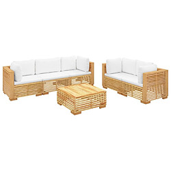 Avis Maison Chic Salon de jardin 6 pcs + coussins - Mobilier/Meubles de jardin - Table et chaises d'extérieur Bois de teck solide -MN89250