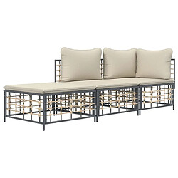 Avis Maison Chic Salon de jardin 3 pcs + coussins - Mobilier/Meubles de jardin - Table et chaises d'extérieur anthracite résine tressée -MN48338