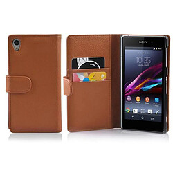 Cadorabo Coque Sony Xperia Z1 Etui en Brun