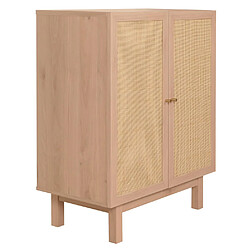 Mendler Highboard HWC-M51, Commode Armoire Sideboard, compartiments de rangement, bois massif Mango Kubu Rattan 98x79x42cm ~ naturel pas cher