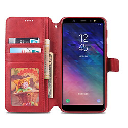 Acheter Wewoo Housse Coque Pour Galaxy A6 2018 AZNS Texture du mollet Etui en cuir avec rabat horizontal magnétique PU supportlogements cartes et cadre photo Rouge