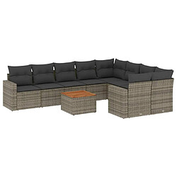 Maison Chic Salon de jardin avec coussins 10 pcs, Ensemble Tables et chaises de jardin, gris résine tressée -GKD804503