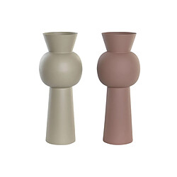 Vase DKD Home Decor 19 x 19 x 51,5 cm Beige Rose Fer (2 Unités)